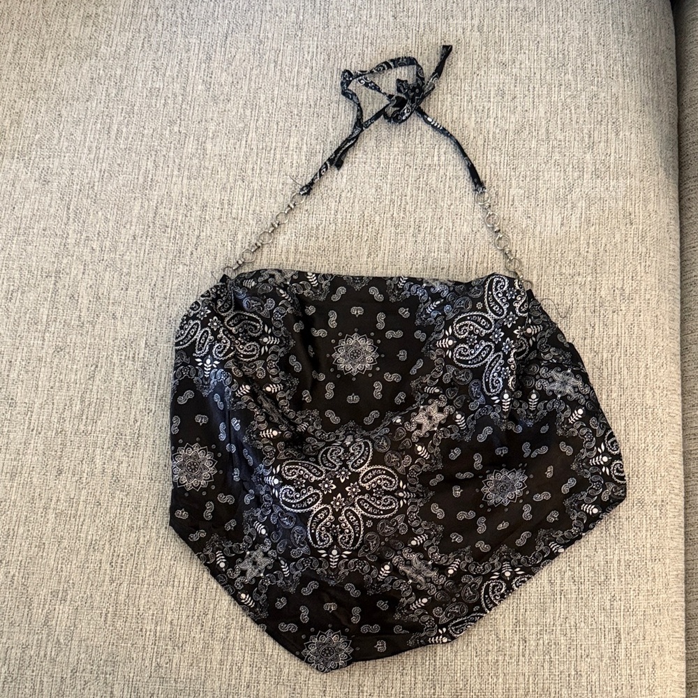 Black and White Bandana Print Halter Top